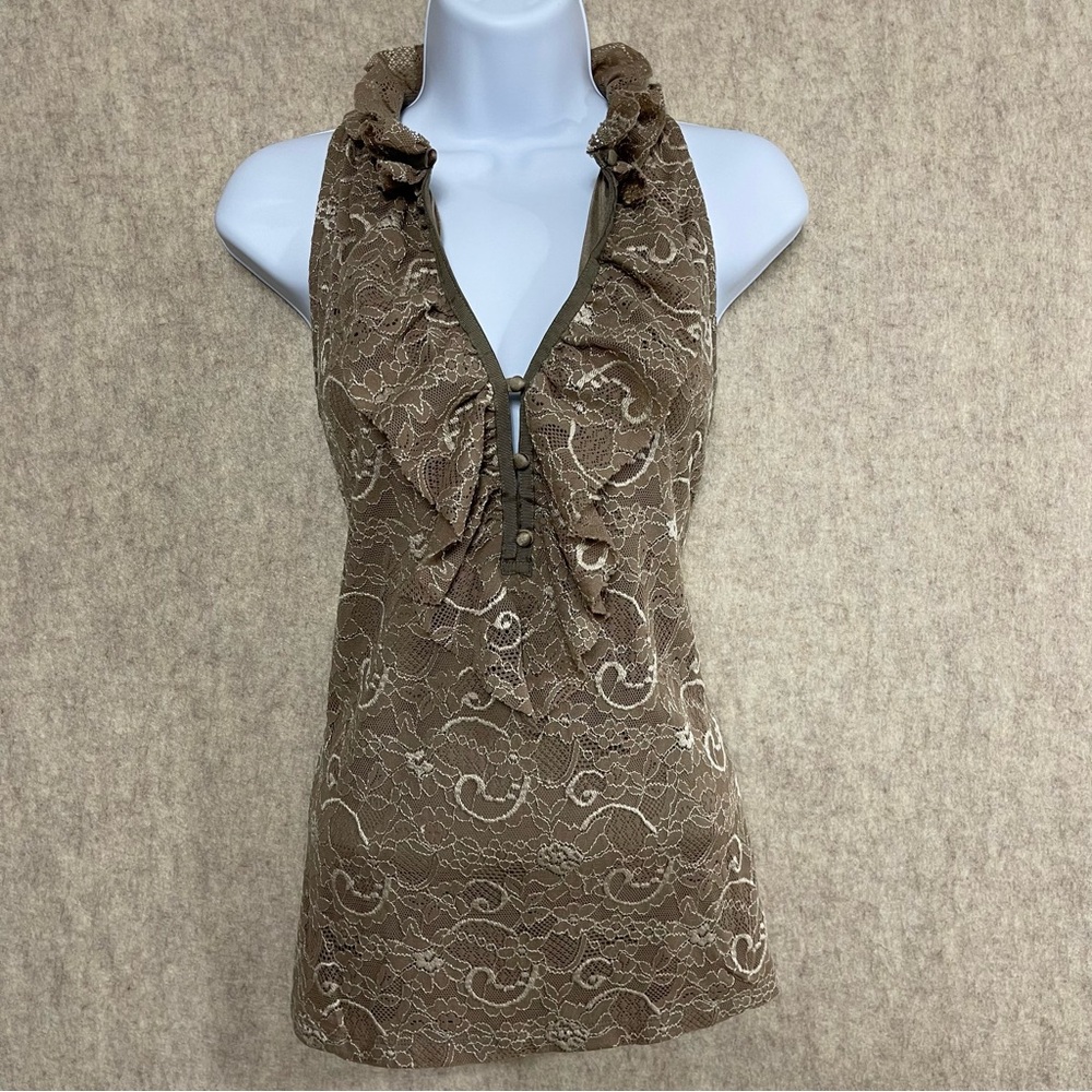 Women's INC International Concepts Lace Halter Button Down Top - Picture 2 of 9